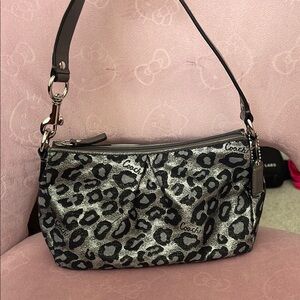 VINTAGE COACH Black and Silver Leopard Print Women's Bag